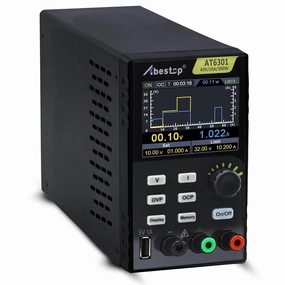 Abestop AT6301 DC Power Supply Variable, 60V/10A/300W Adjustable Bench Power Supply with 10mV / 1mA High Resolution 4-Digits 2.8 inch LCD Display, 5V/1A USB Output(110V Input Voltage)