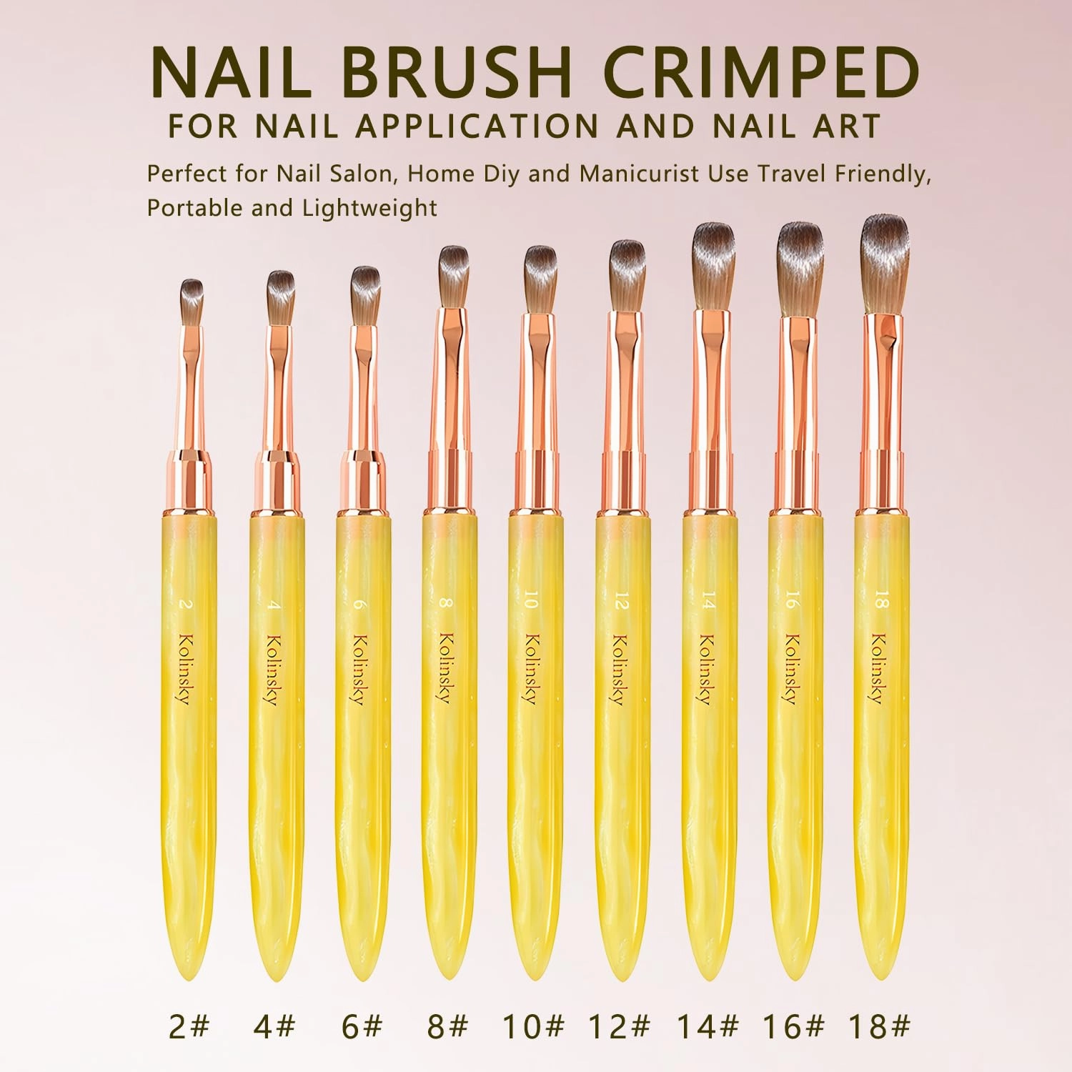 Acrylic Nail Brush Size 6, 100% Pure Kolinsky Nail Art Brushes Sturdy Handle Oval Shaped Acrylic Powder Nail Design Tools for Professional Manicure DIY Home Salon (Yellow)