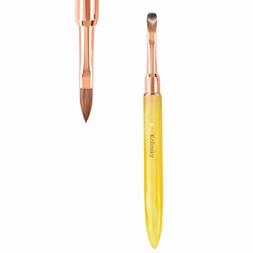 Acrylic Nail Brush Size 6, 100% Pure Kolinsky Nail Art Brushes Sturdy Handle Oval Shaped Acrylic Powder Nail Design Tools for Professional Manicure DIY Home Salon (Yellow)
