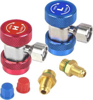 Adapter R134a Air Conditioning Adjustable Quick Coupler Adapters High Low AC Freon Manifold Gauge Hose Conversion kit 1/4 SAE HVAC