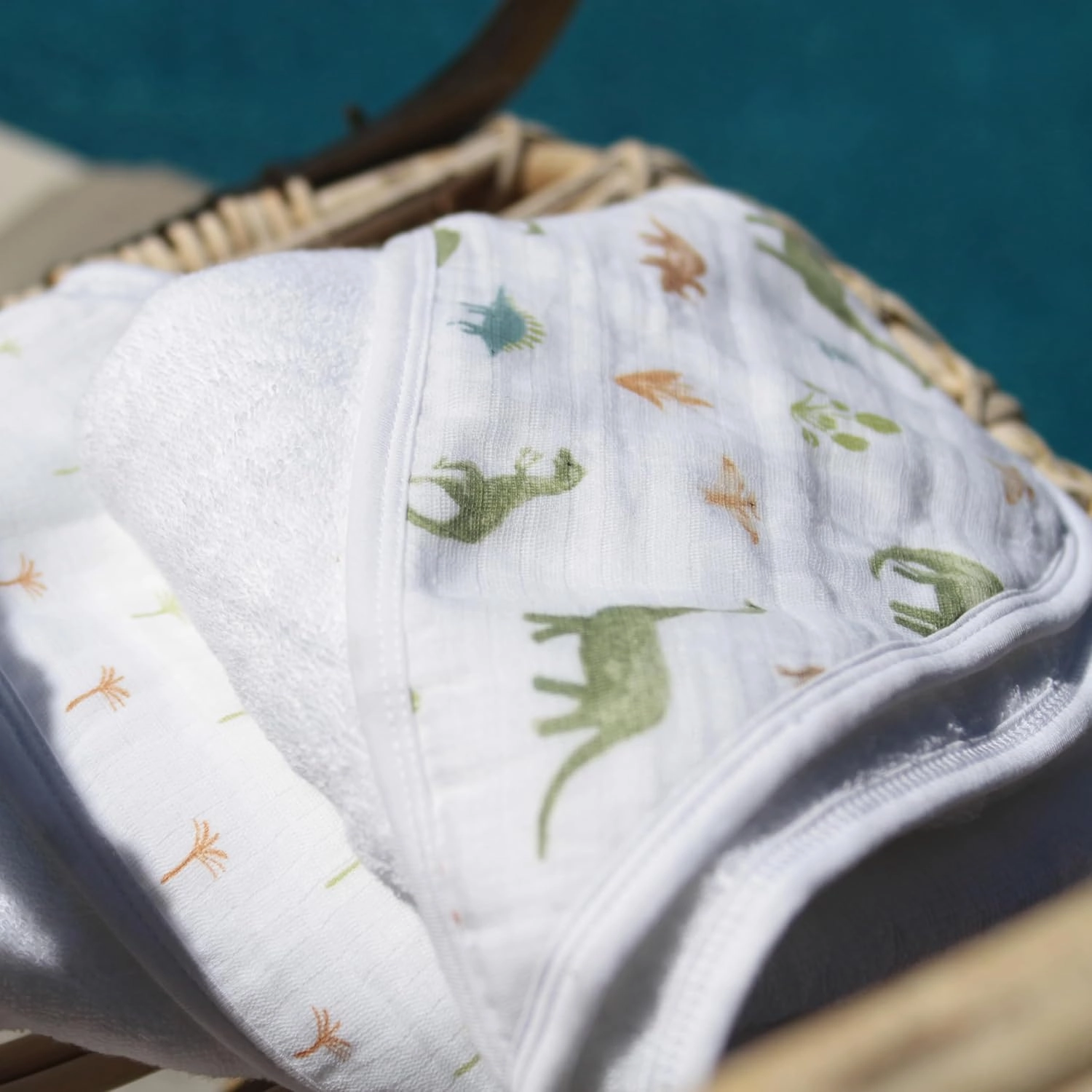 aden   anais Essentials Hooded Baby Bath Towel, Super Soft 100% Cotton, 2 Pack, Dino Jungle
