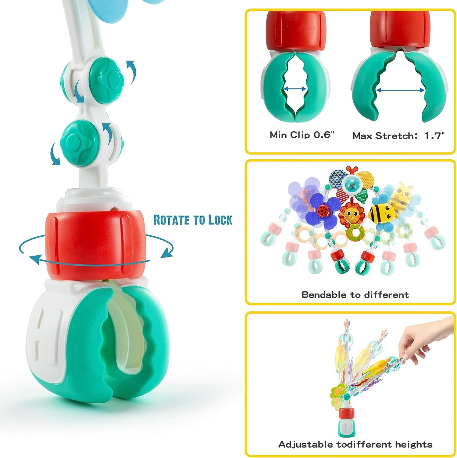Adjustable Arch Bassinet Toys for Infant & Toddlers, Stroller Arch, Baby Crib Toys with Fascinating Hanging for Stimulating Baby’s Senses and Developing Motor Skills