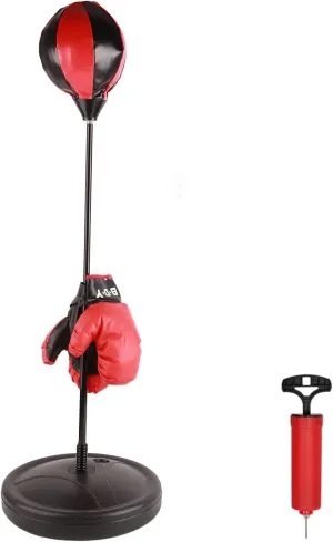 Adjustable Height Kids Punching Ball Bag Speed Boxing Sports Set Fighting Game with Gloves