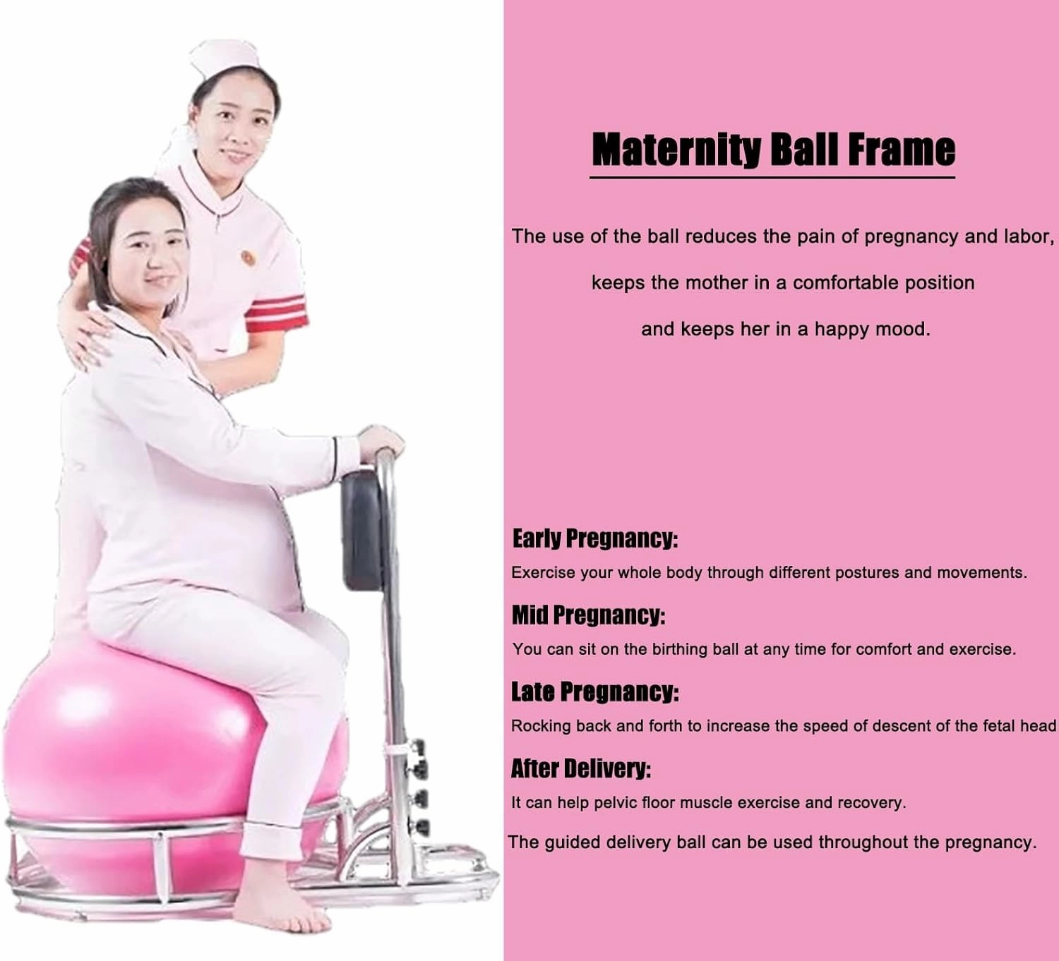 Adjustable Birthing Ball and Ball Holder Set, Anti Burst Pregnancy Ball for Sports Exercise, Pregnancy Labor and Delivery Midwifery Chair Stools (Size : 55cm (Height 150-160cm))