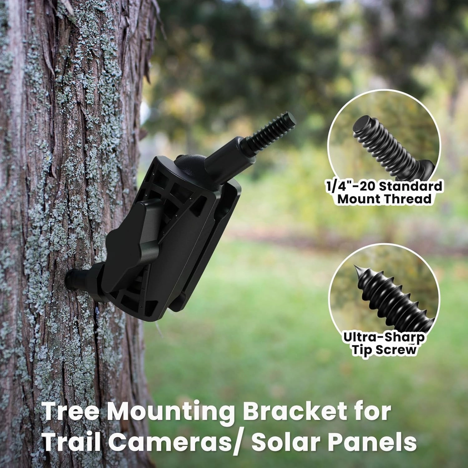 Adjustable Trail Camera Tree Mount: Game & Hunting Camera Outdoor Mounting Bracket Holder with Double 360° Swivel Tilt Ball Joints, 4 Pack