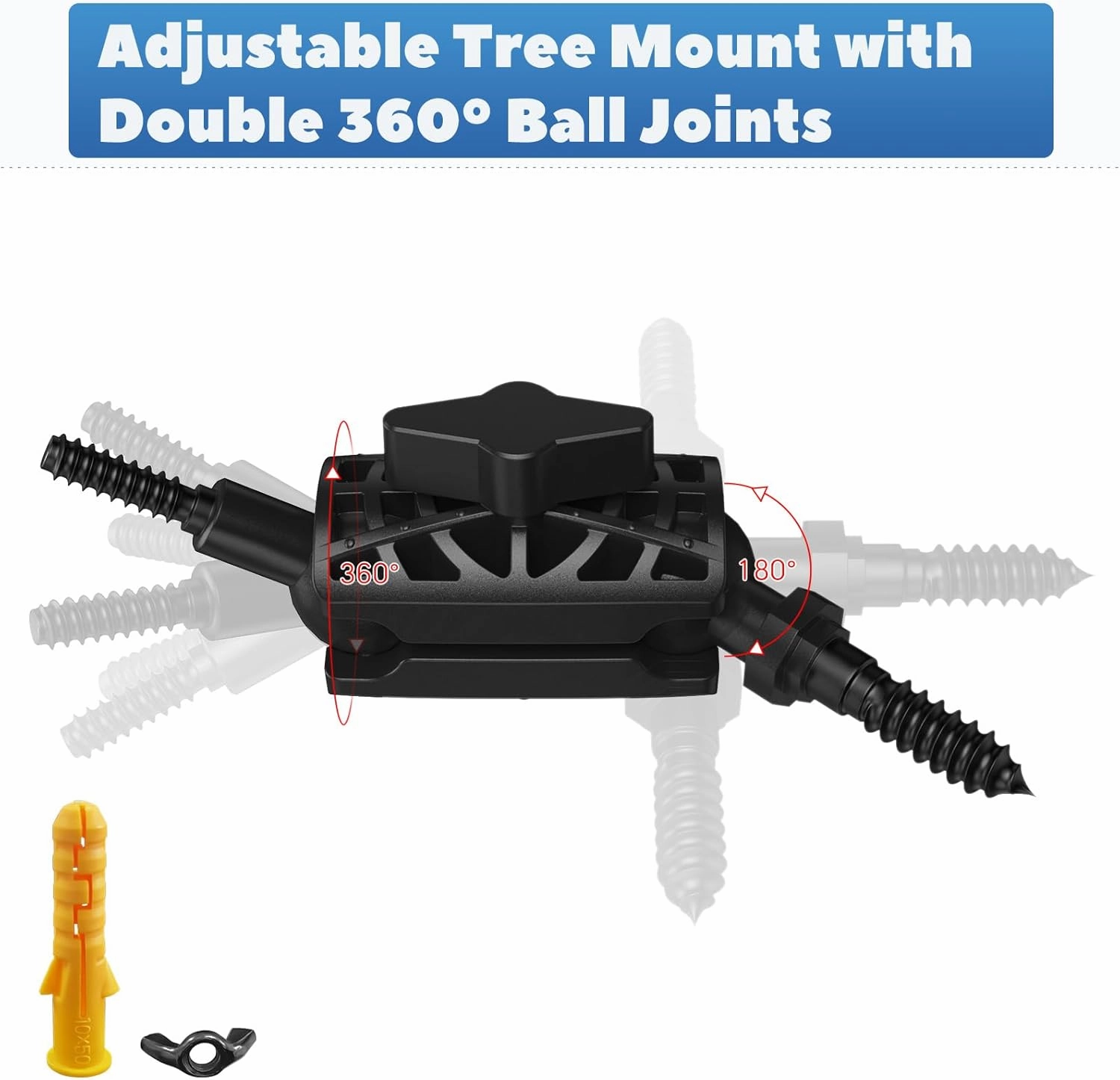 Adjustable Trail Camera Tree Mount: Game & Hunting Camera Outdoor Mounting Bracket Holder with Double 360° Swivel Tilt Ball Joints, 4 Pack