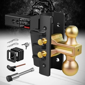 Adjustable Trailer Hitch Fits 2-Inch Receiver,6-Inch Drop/Rise,2"&2-5/16" Ball Hitches with 25,000 LBS GTW for Heavy Duty Truck,Solid Ball Mount,BLK,652006-1