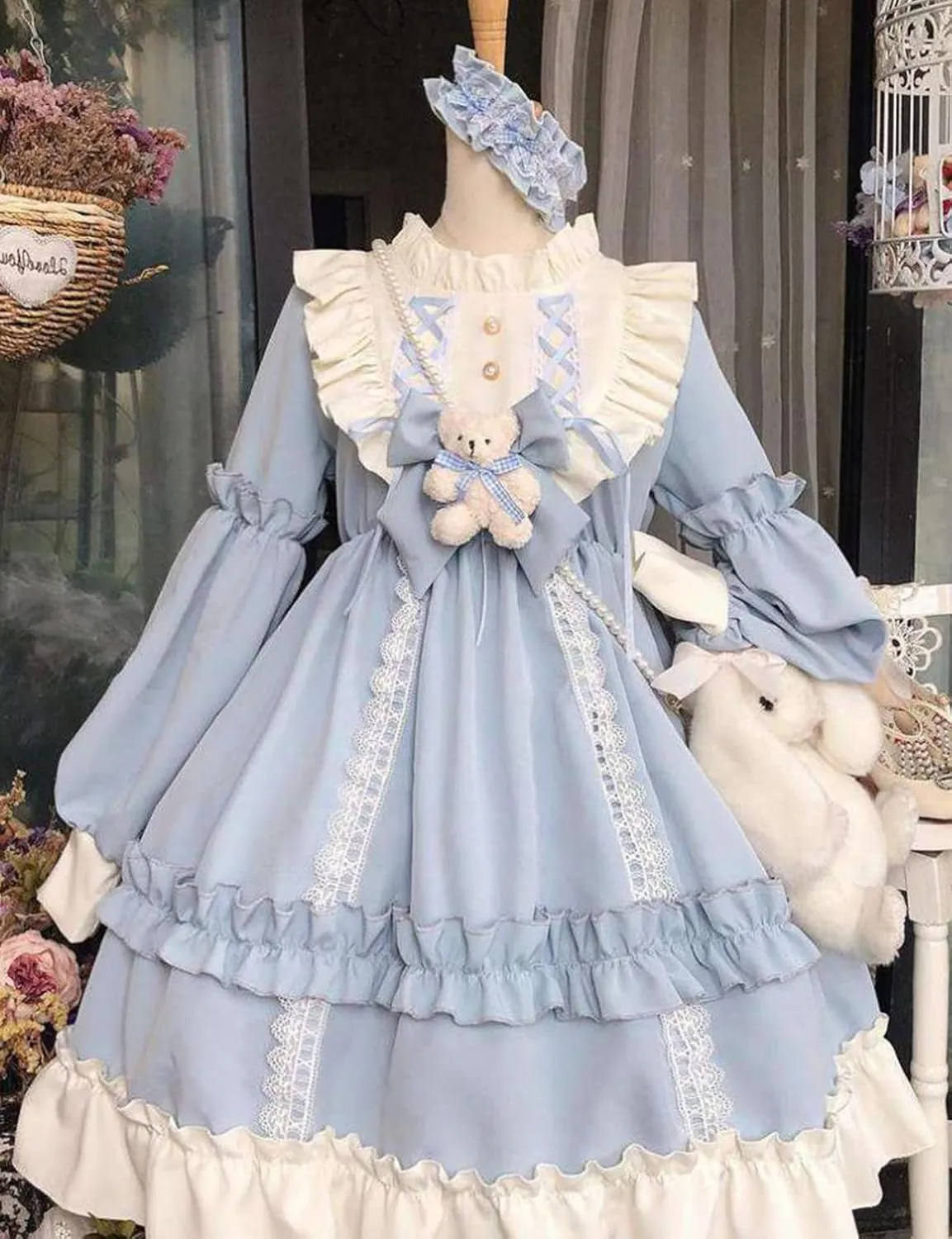 Adove Kawaii Lolita Dress for Women Long Sleeve Lolita Dresses for Teen Girls