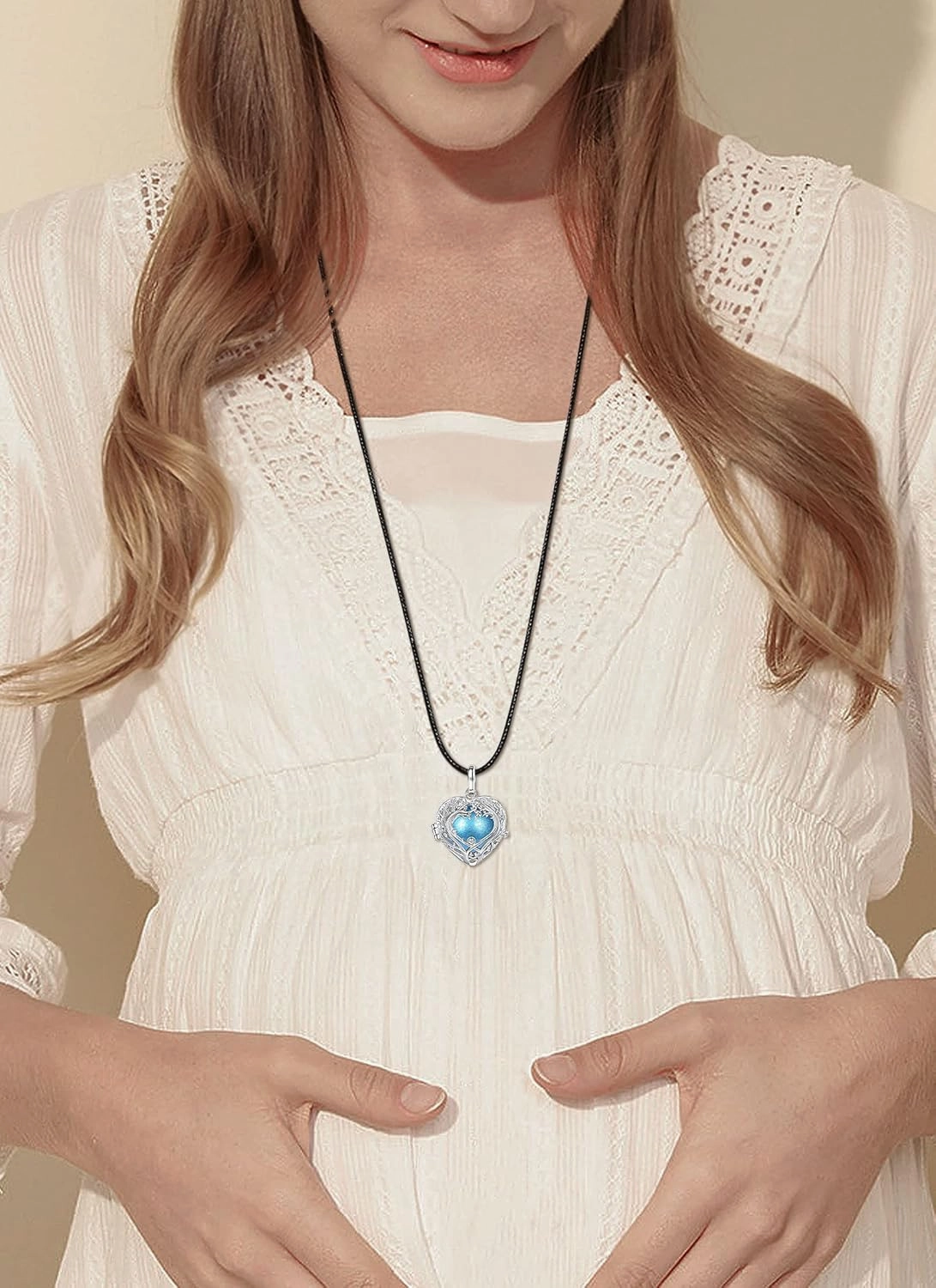 AEONSLOVE Harmony Ball Necklace Heart Angel Chime Caller, Balls 18MM Llamador De Angeles Bola Necklace Pregnancy Gifts - 30 & 45 Chains