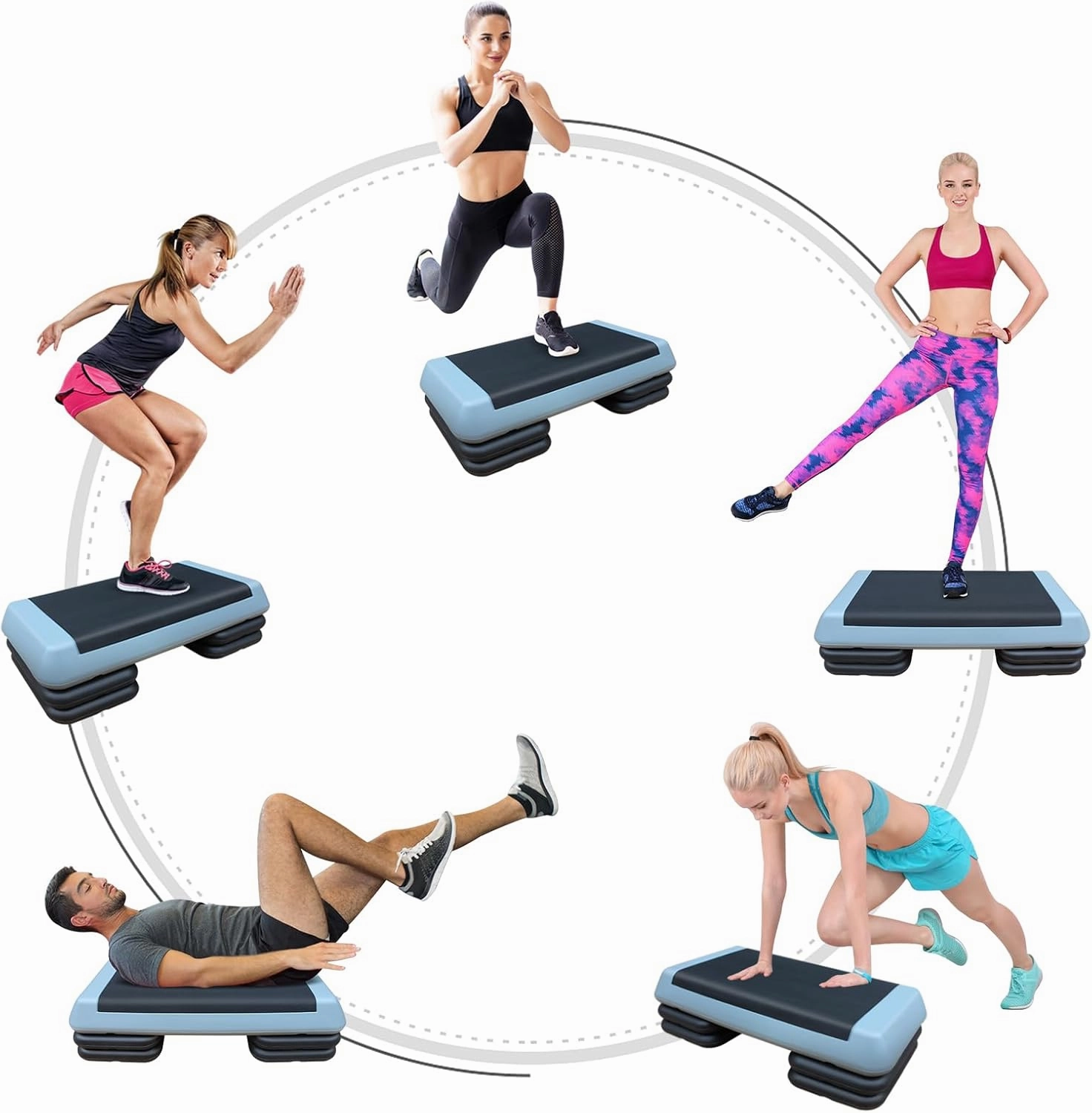 Aerobic Step Platform Height Adjustable Workout Step for Fitness Strength Training with Risers Exercise Platform for Home Gym
