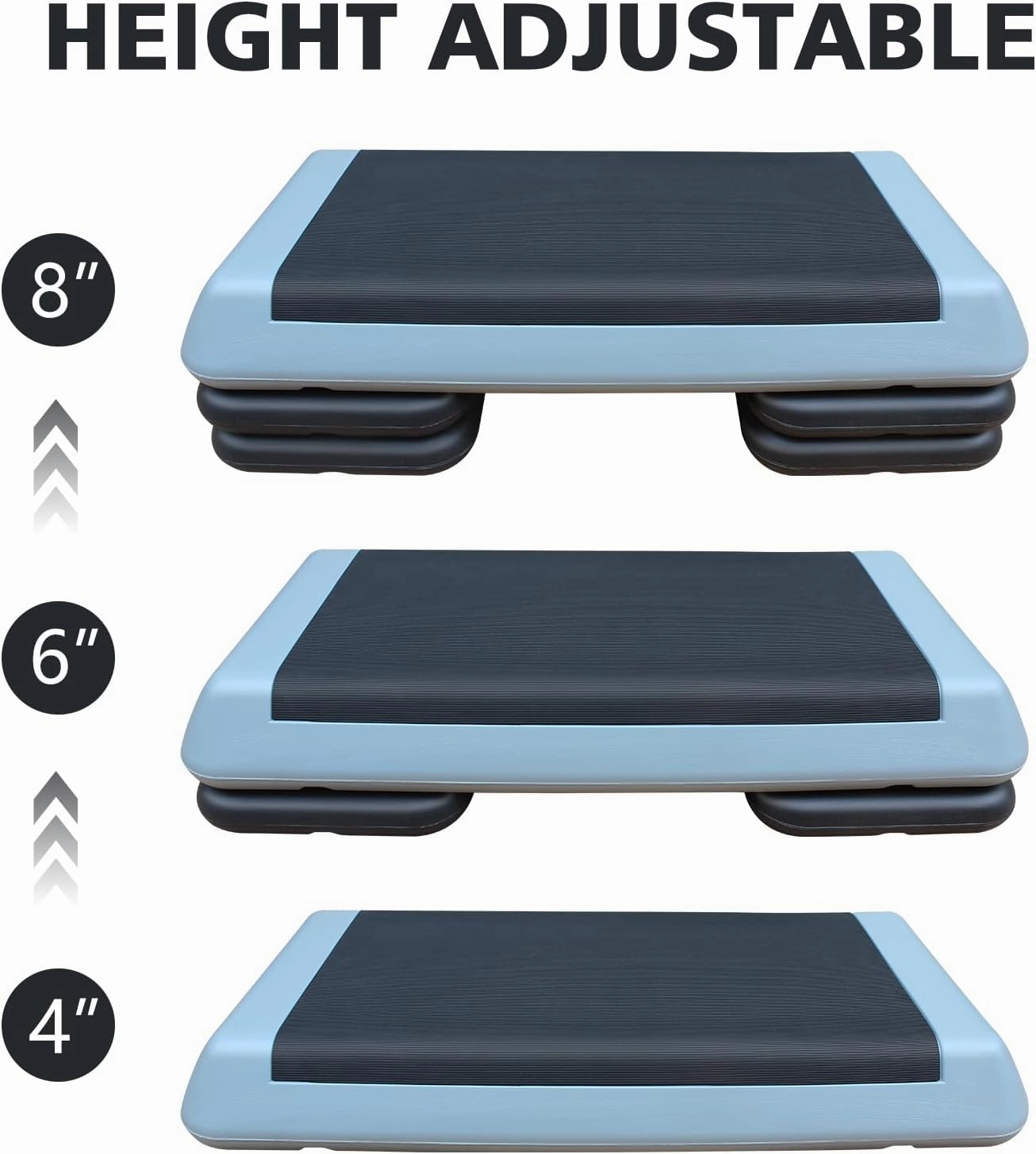 Aerobic Step Platform Height Adjustable Workout Step for Fitness Strength Training with Risers Exercise Platform for Home Gym