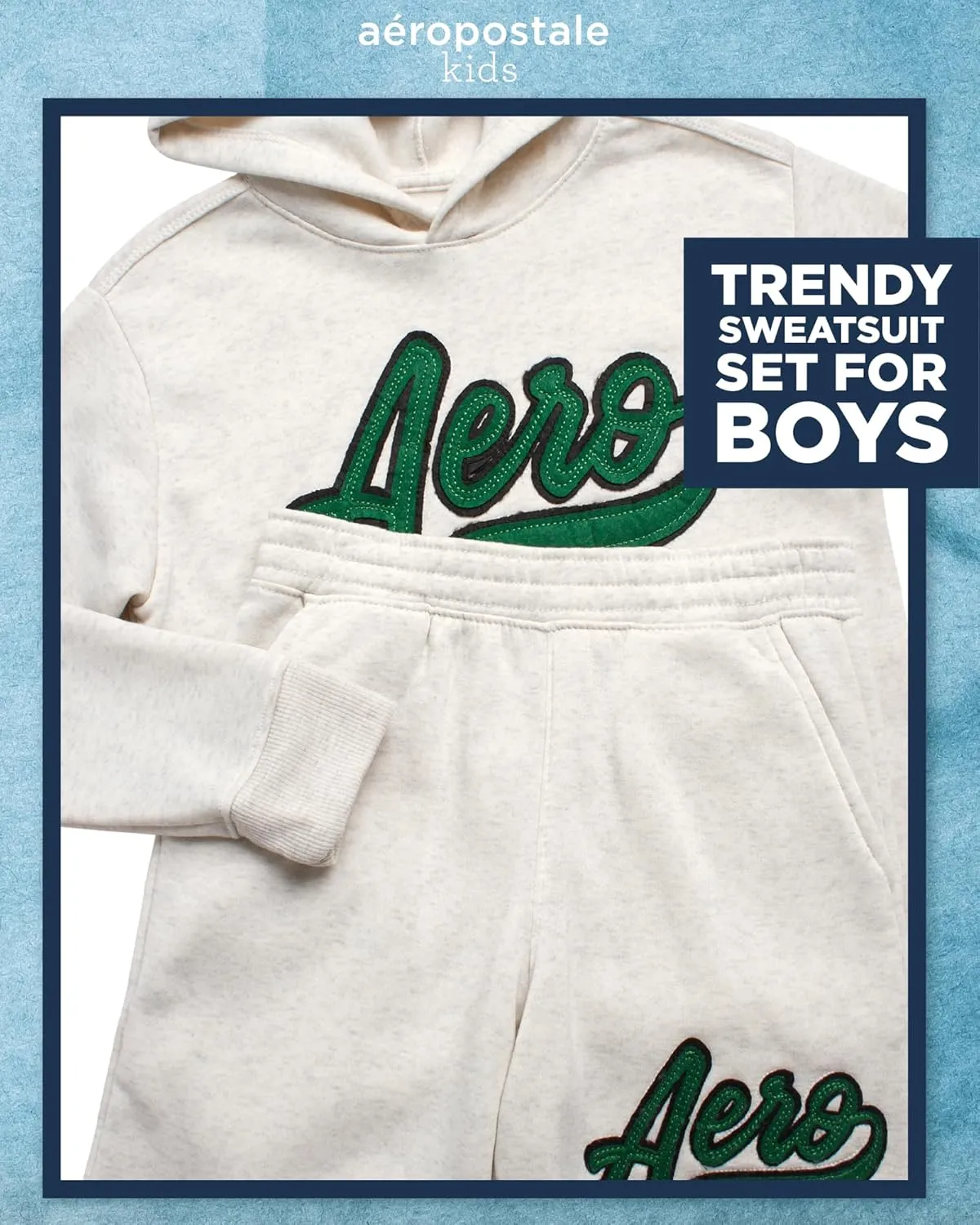 AEROPOSTALE Boys' Shorts Set - 2 Piece Fleece Pullover Hoodie Sweatshirt and Shorts - Boys' Matching Outfit Set (Sizes:8-12)