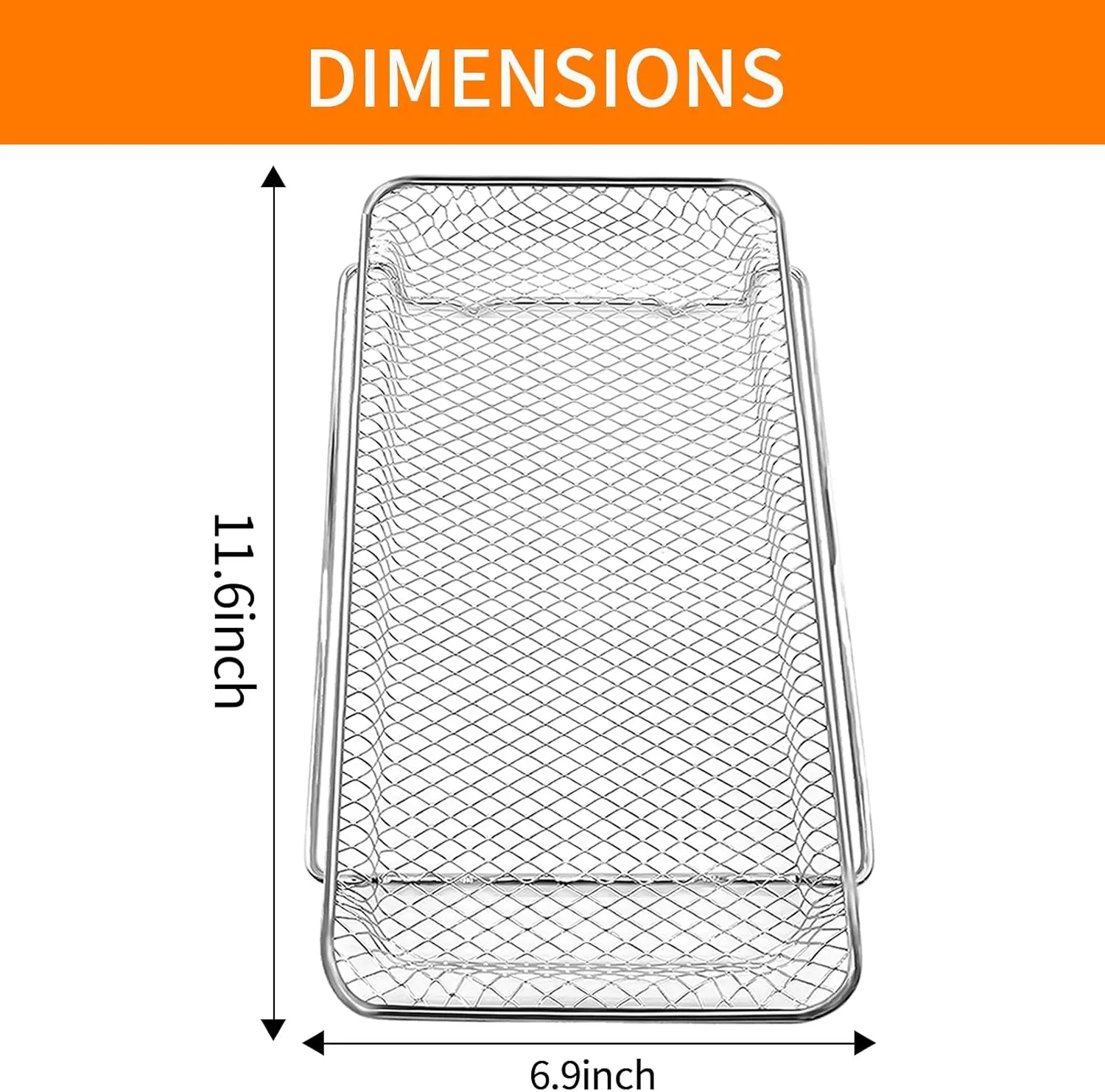 Air Fryer Basket Replacement for Emeril Lagasse Dual Zone 360 Air Fryer Oven 25 QT Air Fryer Convection Toaster Oven 11.6"x 6.9" Non-stick Mesh Air Fryer Steel Accessories Parts Dishwasher Safe