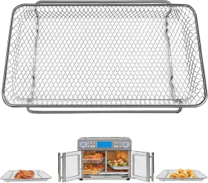 Air Fryer Basket Replacement for Emeril Lagasse Dual Zone 360 Air Fryer Oven 25 QT Air Fryer Convection Toaster Oven 11.6"x 6.9" Non-stick Mesh Air Fryer Steel Accessories Parts Dishwasher Safe