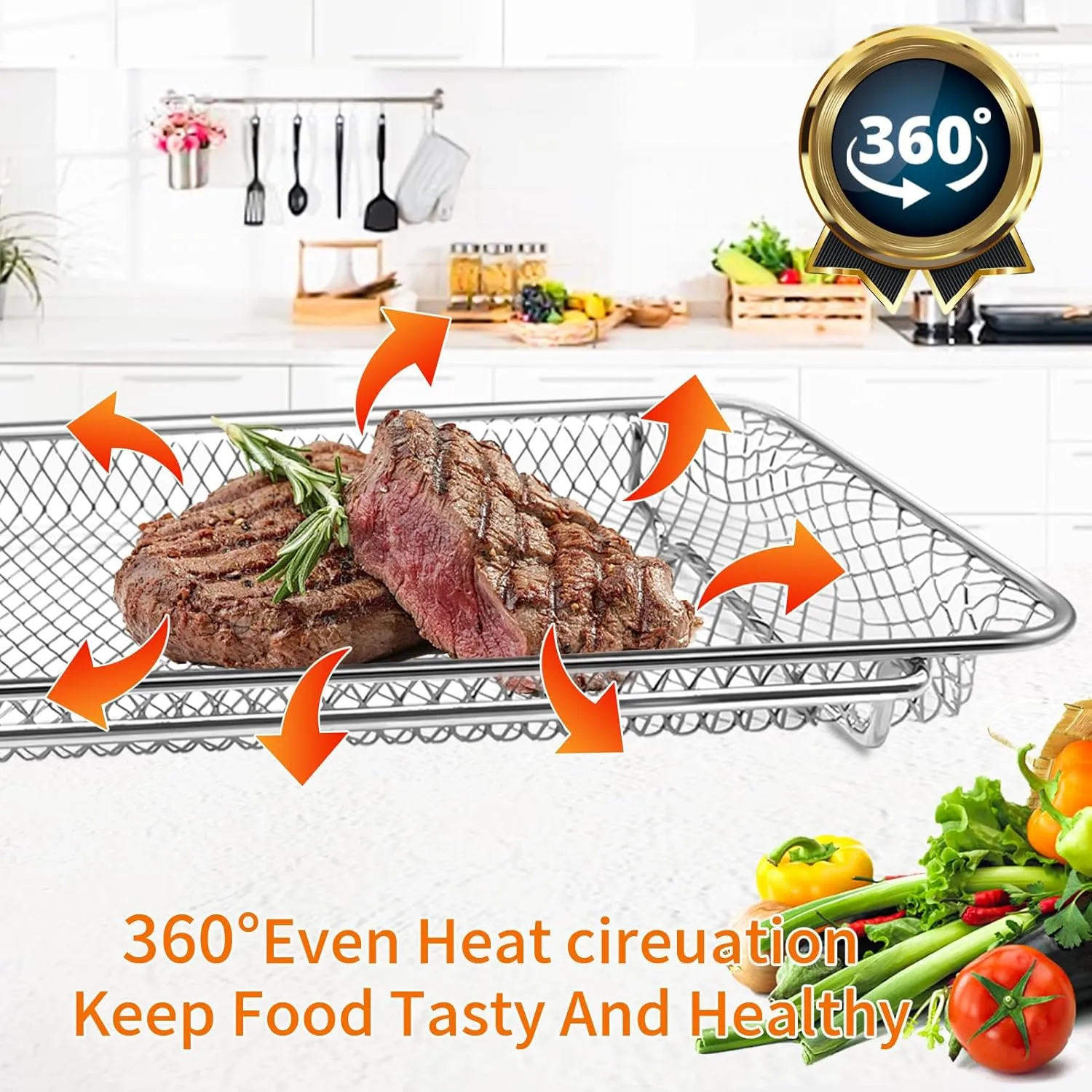 Air Fryer Basket Replacement for Emeril Lagasse Dual Zone 360 Air Fryer Oven 25 QT Air Fryer Convection Toaster Oven 11.6"x 6.9" Non-stick Mesh Air Fryer Steel Accessories Parts Dishwasher Safe