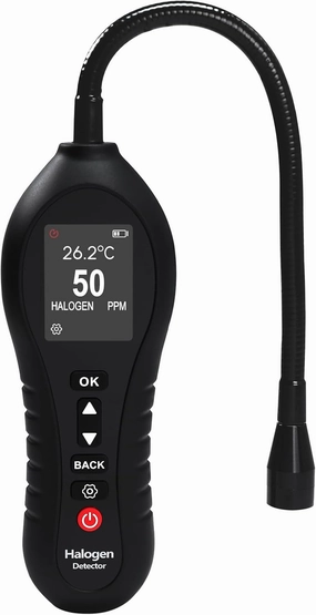 Air Condition Refrigerant Leak Detector Halogen Gas Detector Freon Leak Detector 0-1000ppm Range with 10-Inch Probe 3 Alarm Types for HVAC R12 R22 R134a R410a CFCs, HCFCs, HFCs