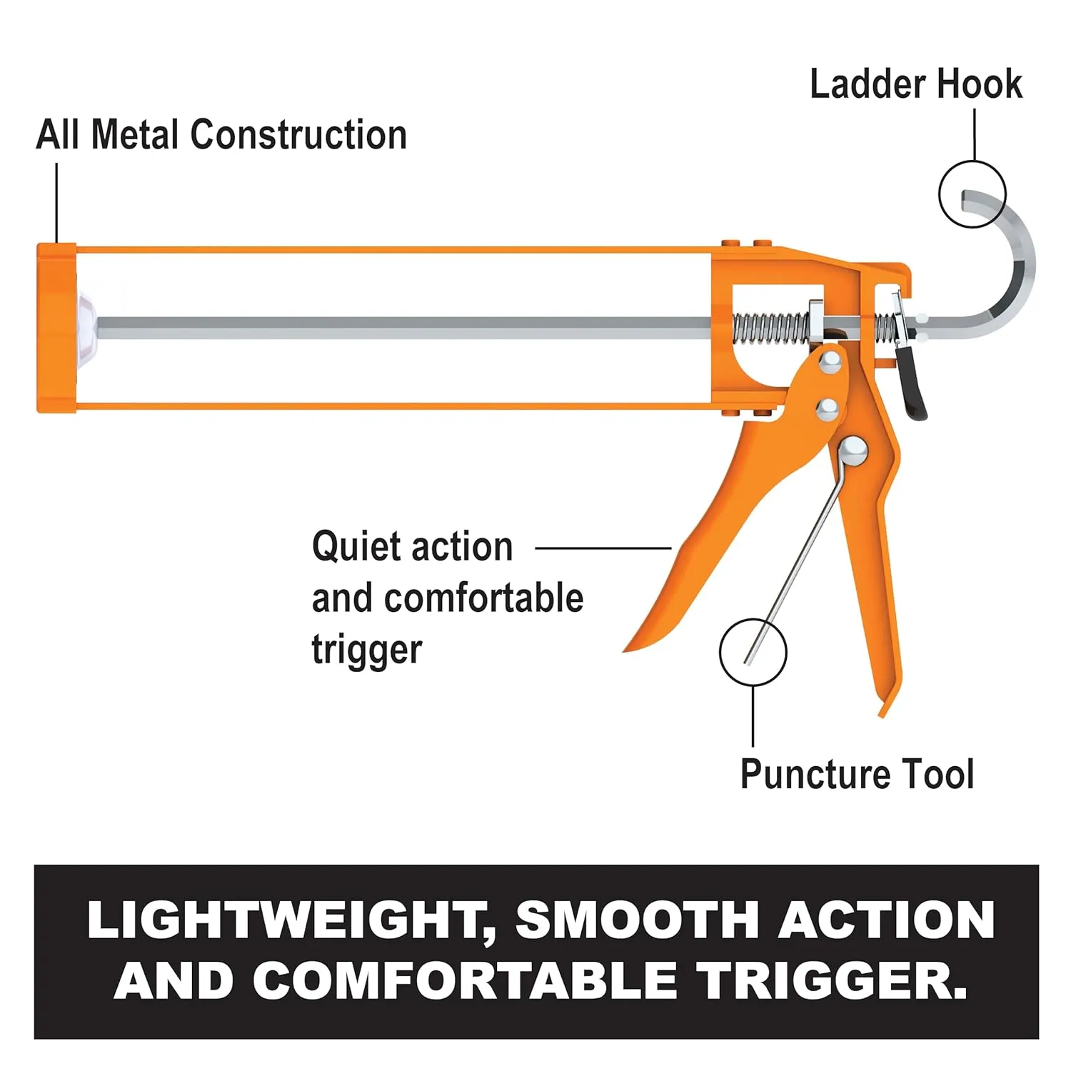 Albion Engineering Company B1 B-Line Manual Skeleton Cartridge Caulking Gun, No Drip, 1/10 Gallon (10oz), 7:1 Drive