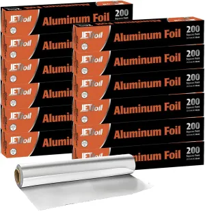 Aluminum Foil Roll (Pack of 12) -Perfect for Grilling, Roasting, Baking, & More, 200 Sq. Ft, Silver