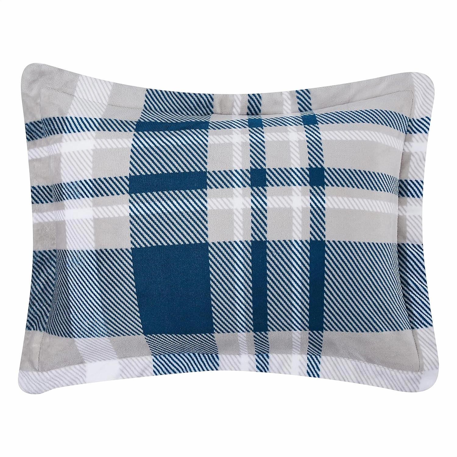 Amazon Basics 3 Piece Bedding Set, Micromink Sherpa, Ultra-Soft, Warm All Season Comforter, Full/Queen, Navy Plaid