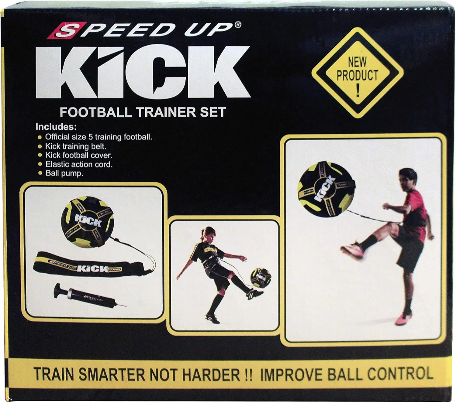 Amber Fight Gear Soccer Football Kick Throw Solo Trainer Practice Training Aide with Adjustable Waist Belt - Fits Ball Size 3, 4, and 5