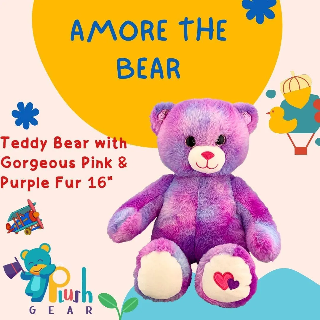 Amore The Bear 16 inch Plush Stuffed Animal - Soft Teddy Bear Toy Gift for Kids, Toddlers, Children,Cozy, Cuddle, Buddy Birthday, Present Snuggly Plushie