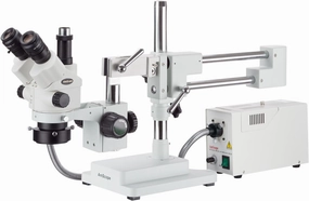 AmScope 3.5X-180X Simul-Focal Stereo Lockable Zoom Microscope with a Fiber Optic Ring Light
