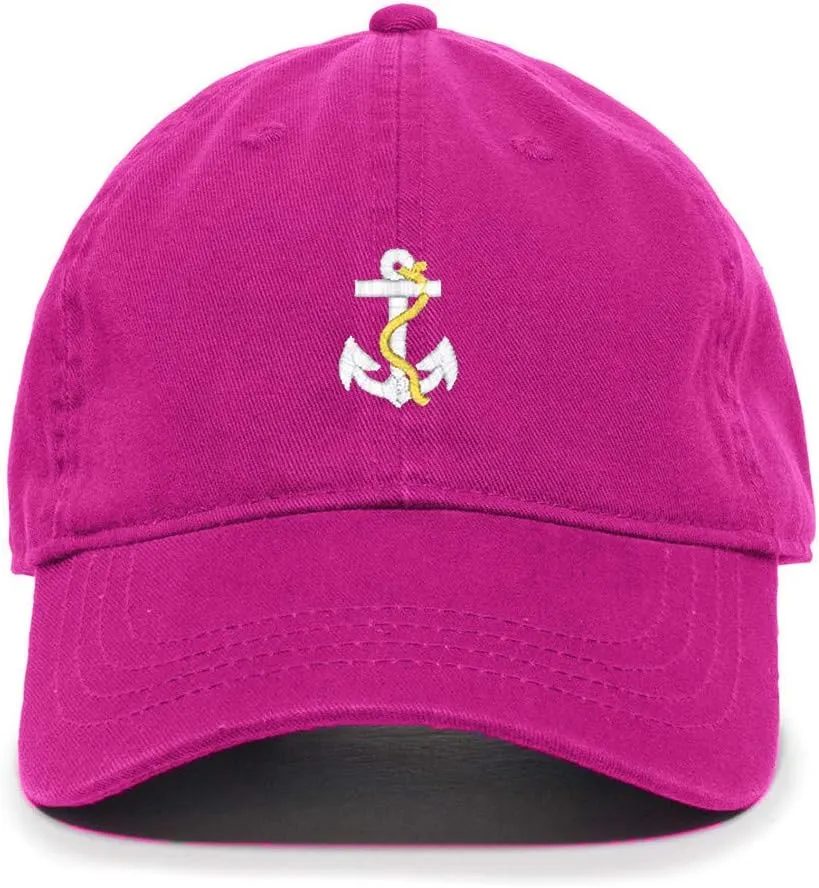 Anchor with Rope Baseball Cap Embroidered Cotton Adjustable Dad Hat