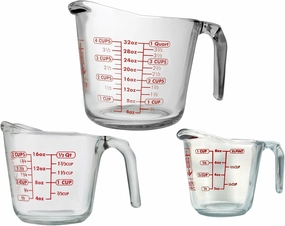 Anchor Hocking Glass Measuring Cups, 3 Piece Set (1 Cup, 2 Cup, 4 Cup liquid measuring cups)