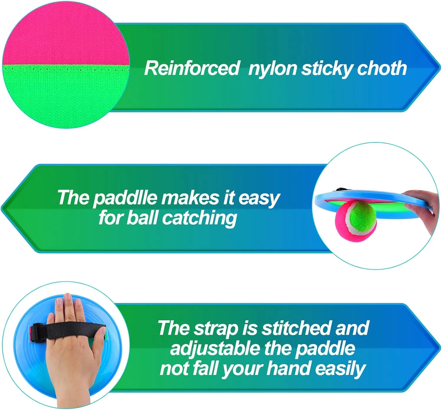 Aneco Toss and Catch Paddle Game Set Disc Paddles and Toss Ball Sport Game with Storage Bag, 6 Paddles and 6 Balls