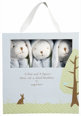 Angel Dear - Blue Bunny, Pair and A Spare Blankie Set