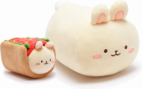 Anirollz Stuffed Animal Plush Toy – 2 Pieces 6"  10" Set Plush Doll | Soft, Squishy, Warm, Cute, Comfort, Safe | Birthday Gift Pillow with Kawaii Bunny Rabbit Bunniroll