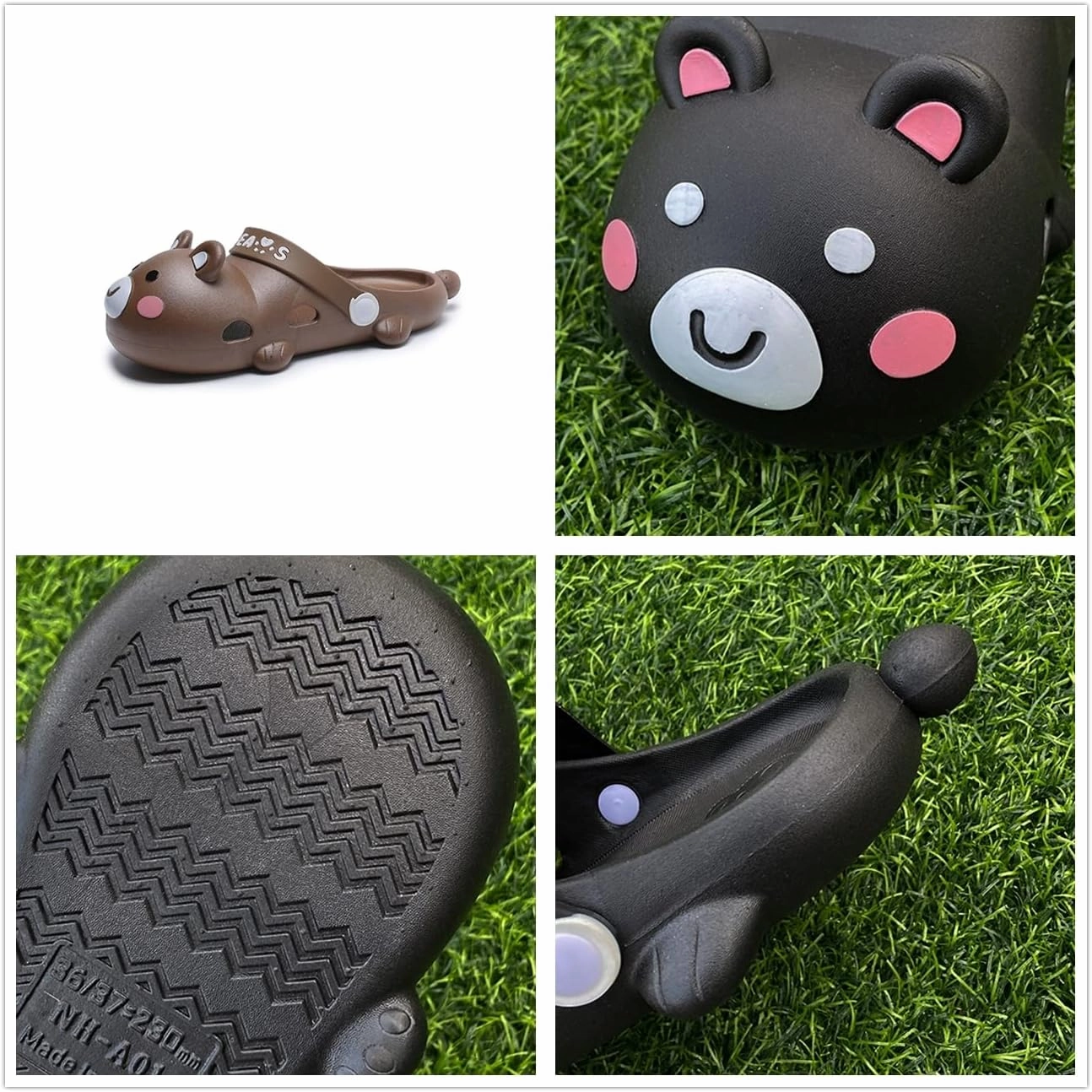 Aoakva Kawaii Slippers Kawaii Clogs Mules for Girls Women Cute Bear Summer Shower Slippers Non-Slip Beach Shoes PVC Soft Durable