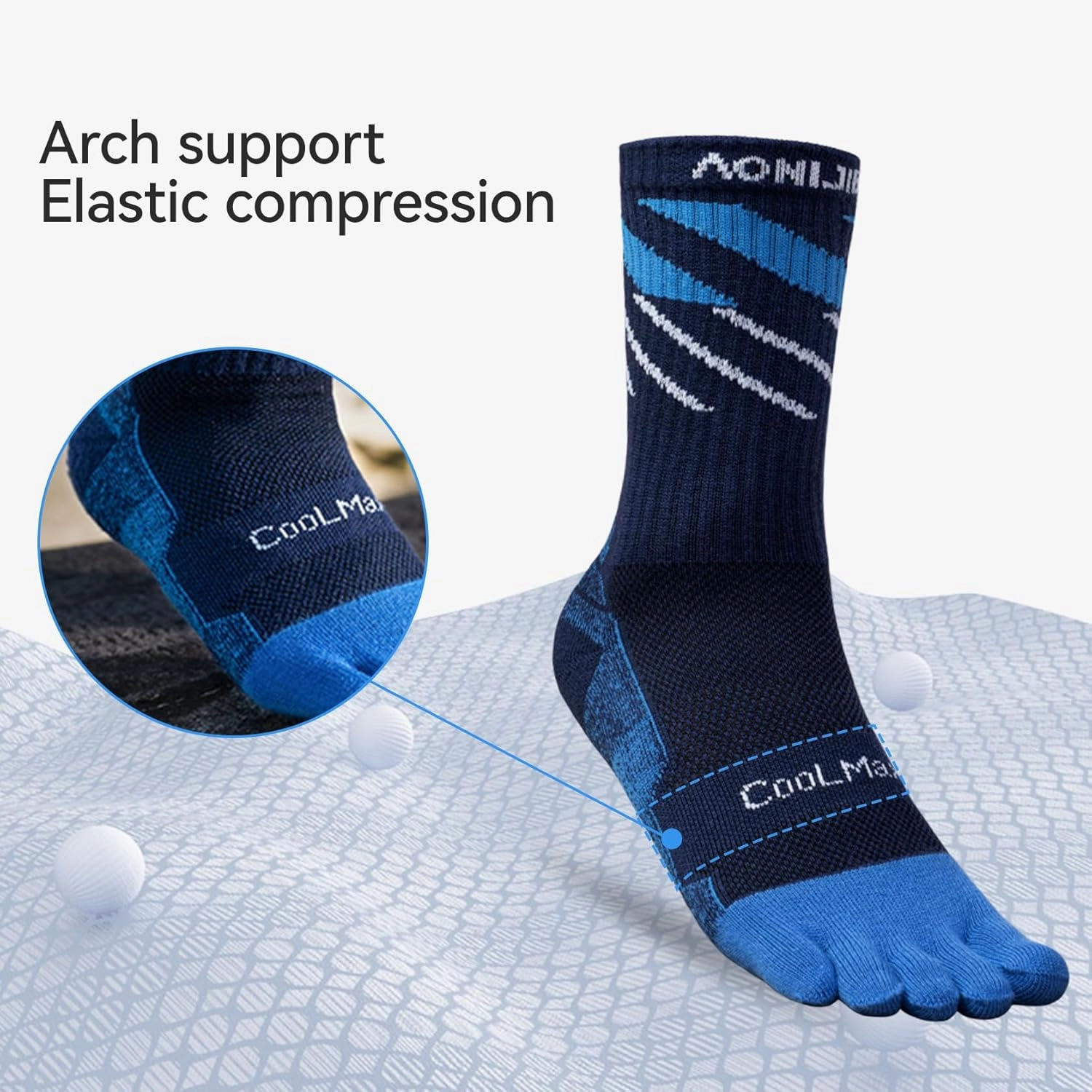 AONIJIE Toe Socks for Men and Women Athletic Hiking Coolmax Socks with toes - Soft Comfortable and Moisture Wicking