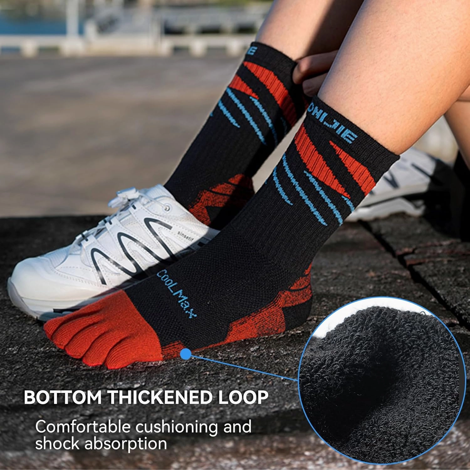 AONIJIE Toe Socks for Men and Women Athletic Hiking Coolmax Socks with toes - Soft Comfortable and Moisture Wicking