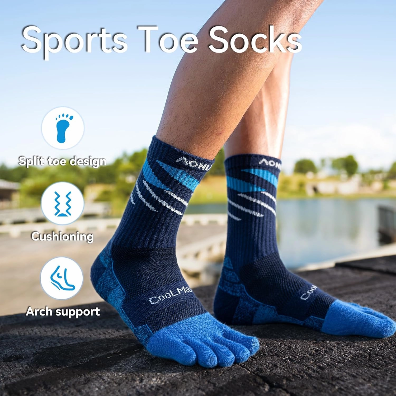 AONIJIE Toe Socks for Men and Women Athletic Hiking Coolmax Socks with toes - Soft Comfortable and Moisture Wicking