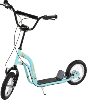 Aosom Youth Scooter Front and Rear Caliper Dual Brakes 12-Inch Inflatable Front Wheel Ride On Toy for Age 5 