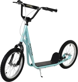 Aosom Youth Scooter Kick Scooter for Kids 5  with Adjustable Handlebar 16" Front and Rear Dual Brakes Inflatable Wheels