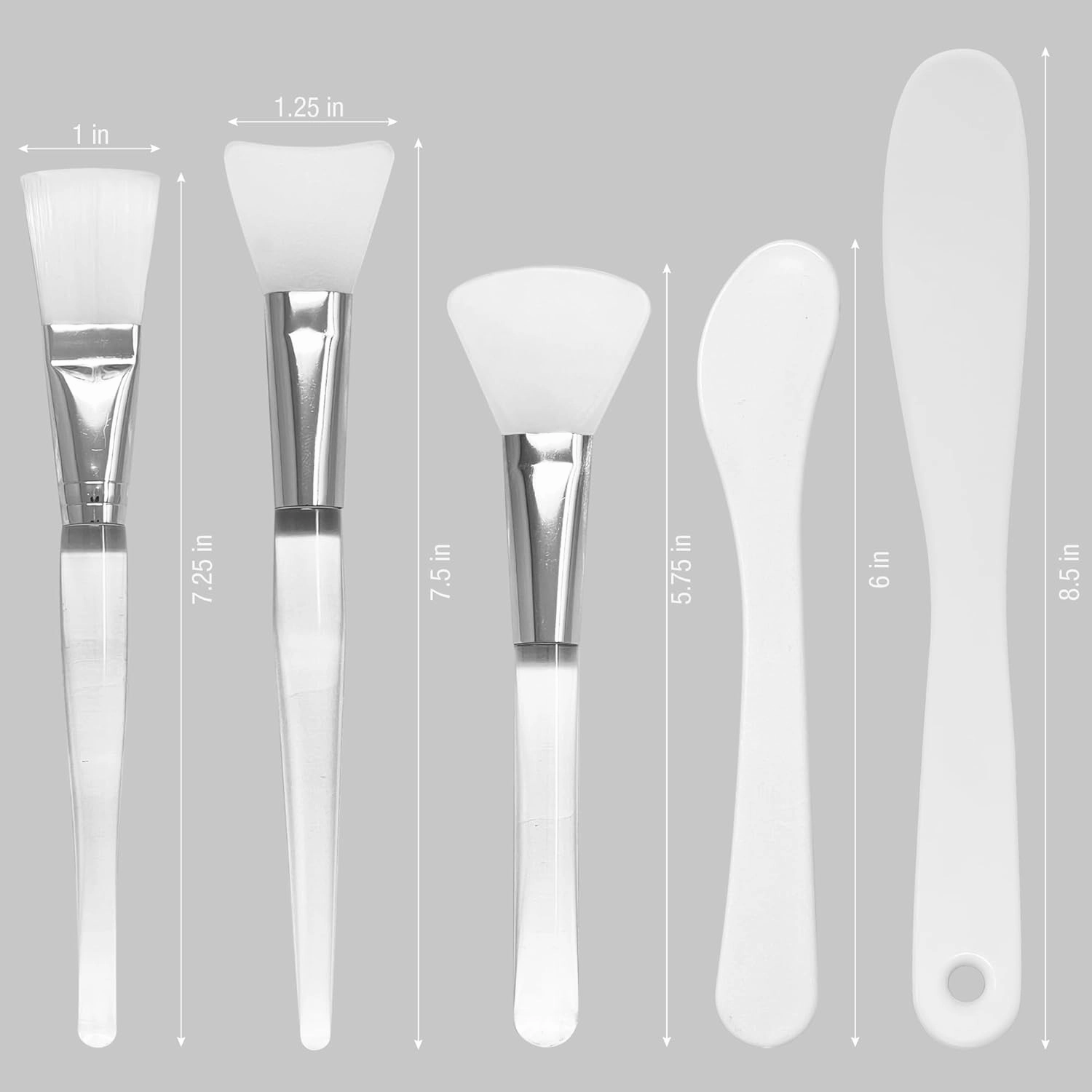 APPEARUS Silicone Facial Mask Mixing Bowl 6-Piece Set – 1 Bowl, Brushes, and Spatulas – Food-Grade, Heat-Resistant Facial Mask Mixing Kit for Spa and DIY Skincare (White - 6-Pcs)
