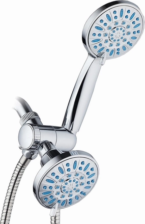 AquaDance Antimicrobial/Anti-Clog High-Pressure 30-Setting Combo Microban Nozzle Protection from Growth of Mold Mildew & Bacteria for Stronger Shower Aqua, Chrome/Wave Blue Jets