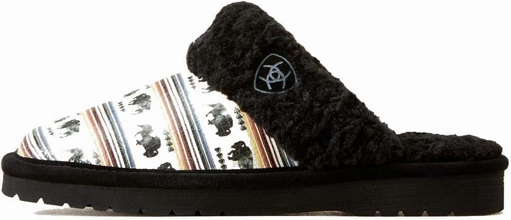 ARIAT Women's Indoor/Outdoor Warm Comfortable Jackie Square Toe Exotic Slippers with Genuine Suede Leather Uppers
