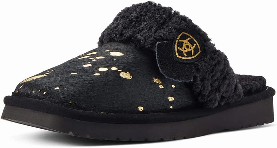 ARIAT Women's Indoor/Outdoor Warm Comfortable Jackie Square Toe Exotic Slippers with Genuine Suede Leather Uppers