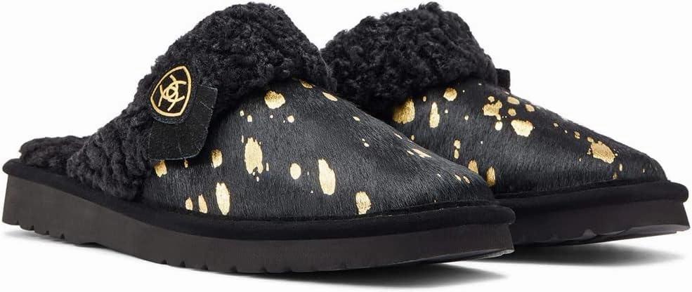 ARIAT Women's Indoor/Outdoor Warm Comfortable Jackie Square Toe Exotic Slippers with Genuine Suede Leather Uppers