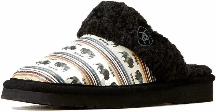 ARIAT Women's Indoor/Outdoor Warm Comfortable Jackie Square Toe Exotic Slippers with Genuine Suede Leather Uppers