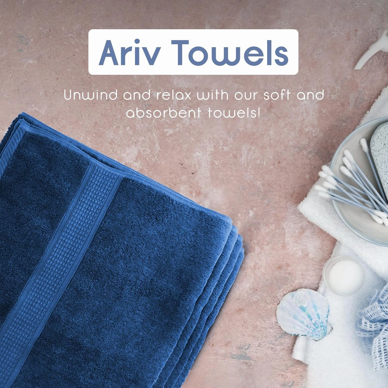 Ariv Premium Bath Towels Pack of 4, 100% Cotton, Large 30" x 52", Super Soft, Highly Absorbent, Quick Dry, Durable, Comfortable, Great Value & Quality, Perfect for Home & Bathroom - Denim