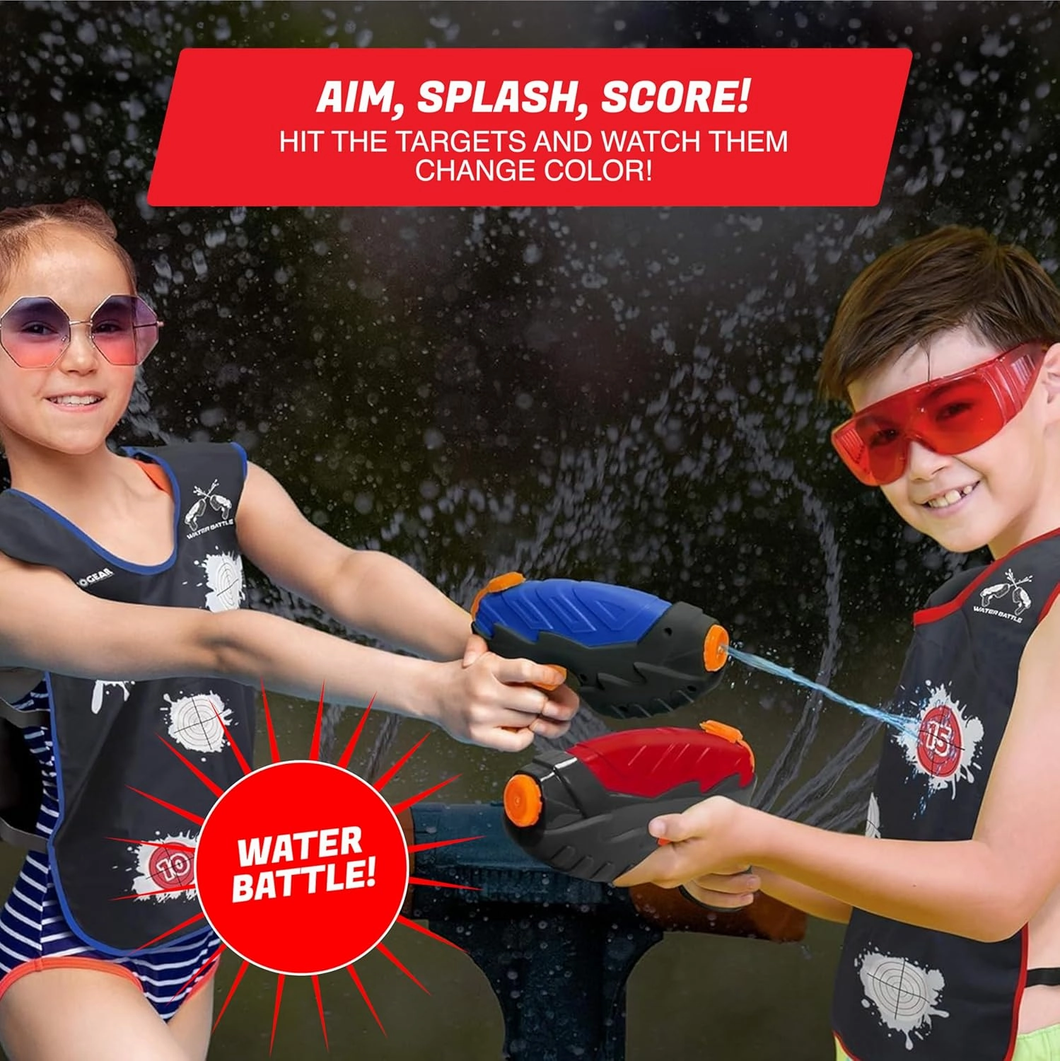 ArmoGear Water Guns & Water Activated Vests | Summer Outdoor or Backyard Water Toy for Teen Kids | Great Outdoor Play Fun Toy for Kids Boys & Girls | Water Activated Vest Set Ages 8 Year  