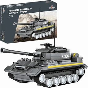 Army Tank Building Block Set - 340Pcs Armed Forces Military Toy Tank for Ages 10 and Up – Rotating Turret with Gun Attachment Army Tank Model Kit Compatible with All Major Brands of Building Blocks