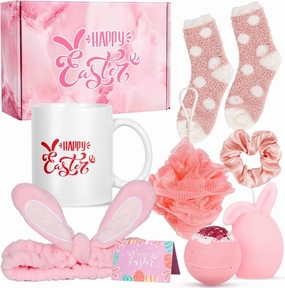 Atonofun Easter Gifts for Women, Girls Easter Basket Essentials for Adults with Mug Bunny Spa Gifts for Adults Mom Wife Teen Girls