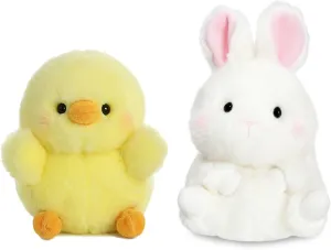 Aurora Bundle of 2 5" Beanbag Stuffed Animals: Chickadee Chick and Bunbun Bunny