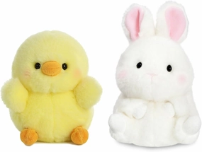Aurora Bundle of 2 5" Beanbag Stuffed Animals: Chickadee Chick and Bunbun Bunny