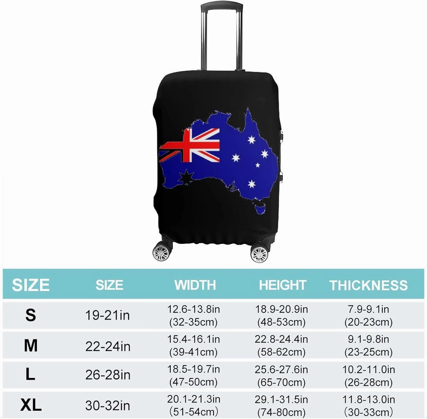 Australia Flag Map Custom Luggage Covers Elastic Travel Suitcase Protector Case Fit 20-30 Inch Baggage